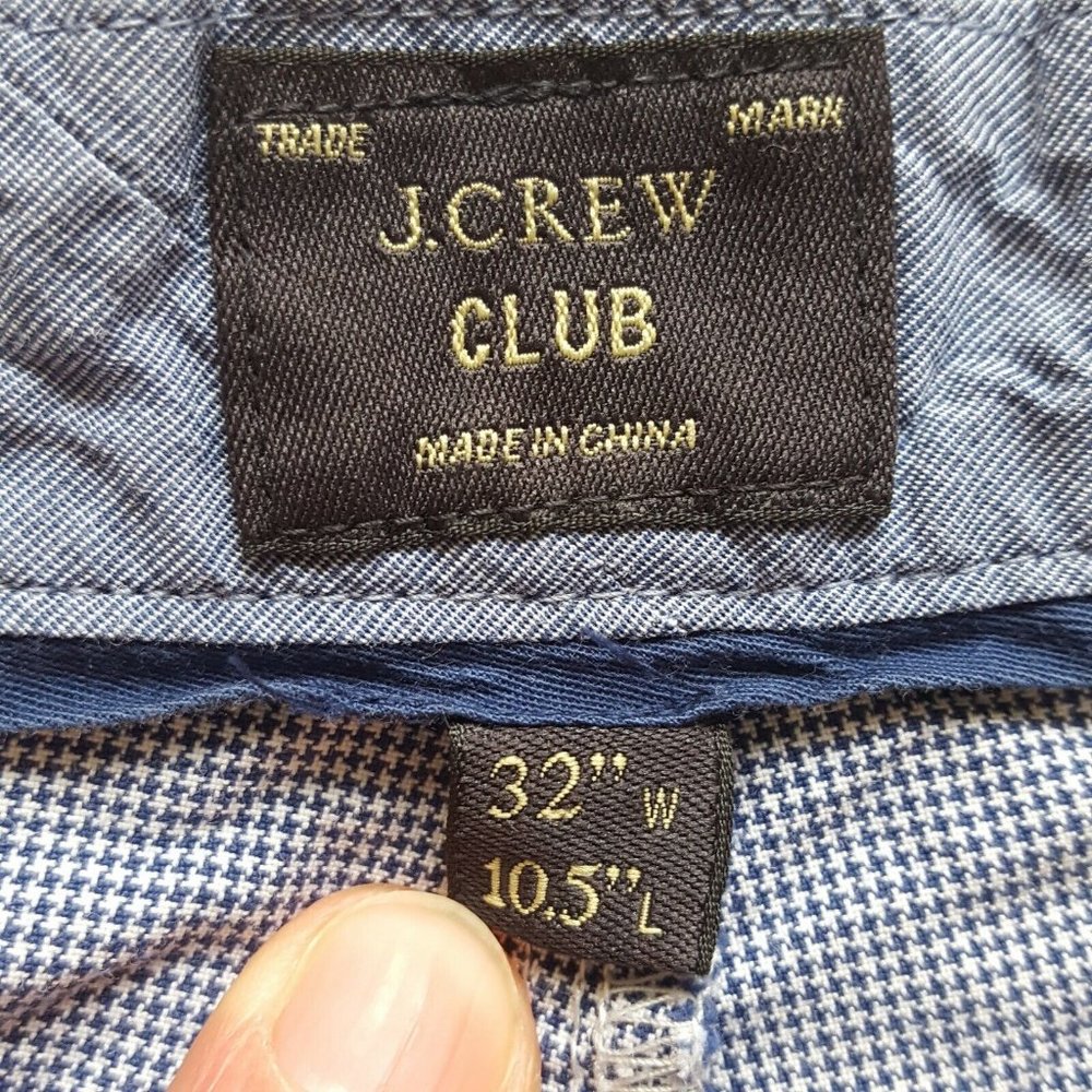 J.Crew Club Chino Shorts Blue Mini Houndstooth Men's Size 32 10.5 100% Cotton - Picture 3 of 5